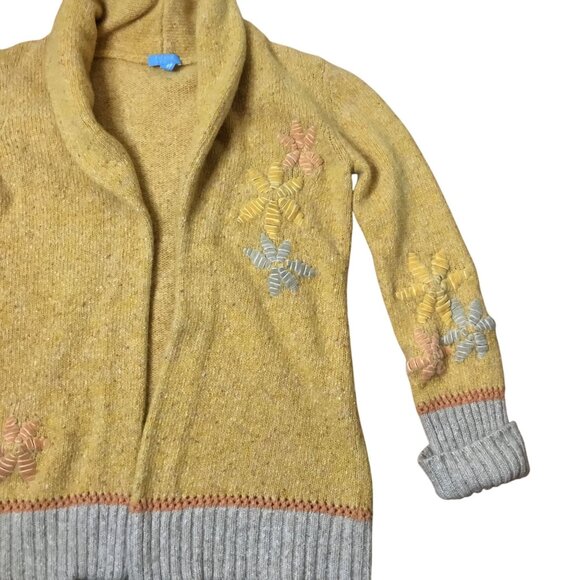 VTG ESCADA SPORT Wool Mohair Shawl Collar Cardigan M Mustard Artsy Boho Luxury - Picture 3 of 8